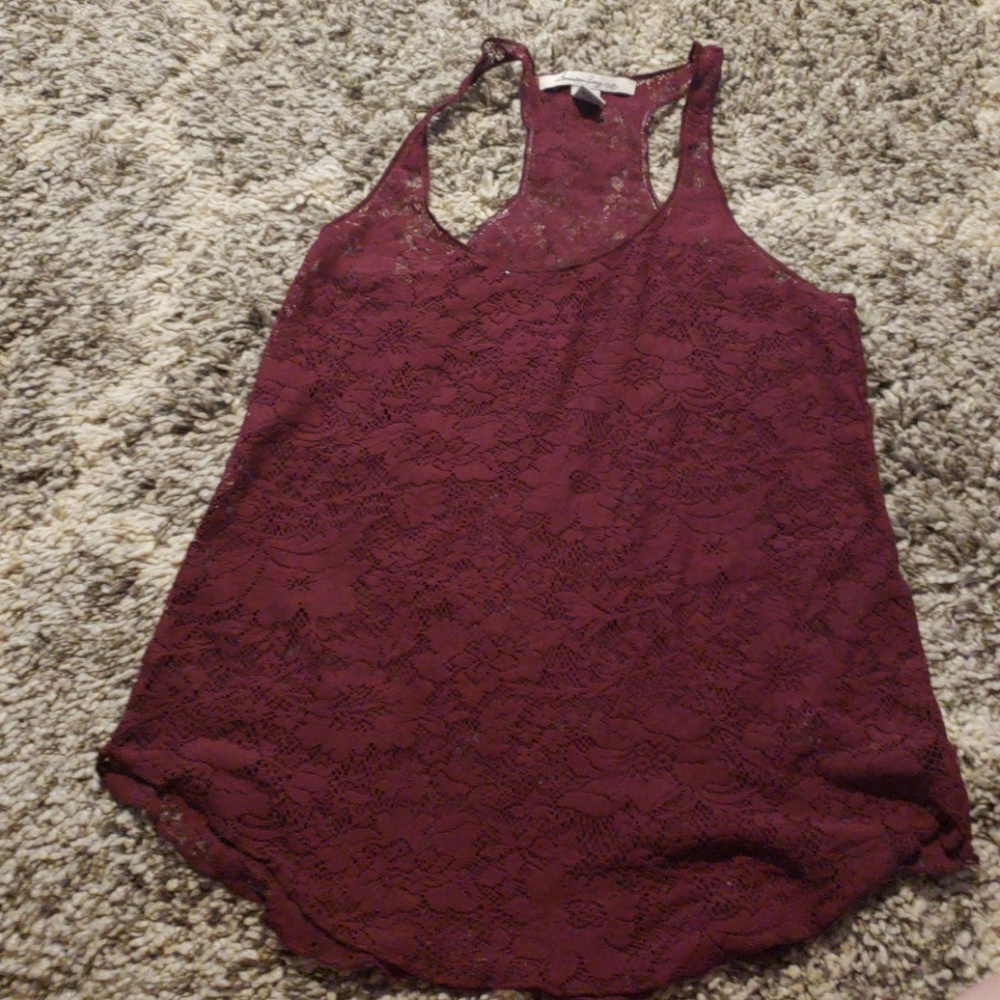 American Rag Maroon Lace Tank Top